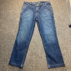 Carhartt Rugged Flex Denim Straight Mens 38x30 Relaxed Fit Blue Jeans Work Wear